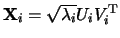 ${\bf X}_i=\sqrt{\lambda_i} U_iV_i^{\rmT}$